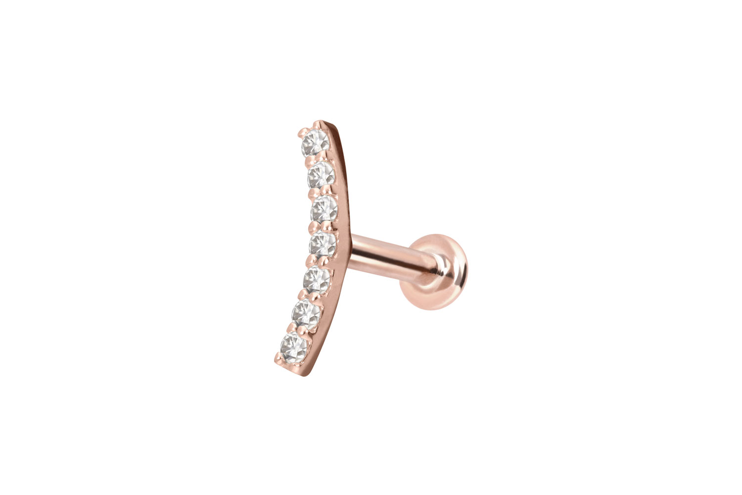 14 Karat Gold Labret Piercing mit Innengewinde MOISSANIT-BOGEN